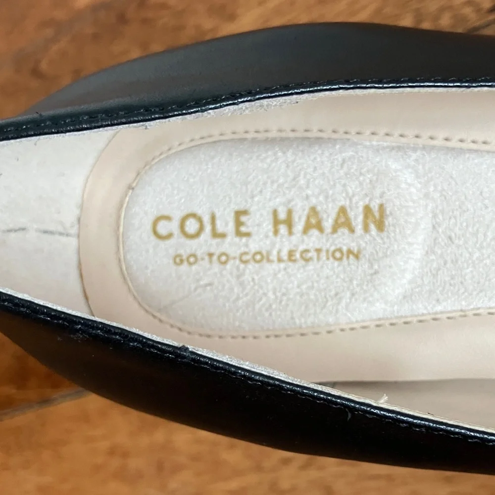 Cole Haan Wedge Waterproof Leather Pumps Black 7.5B Career Office Heels W17526